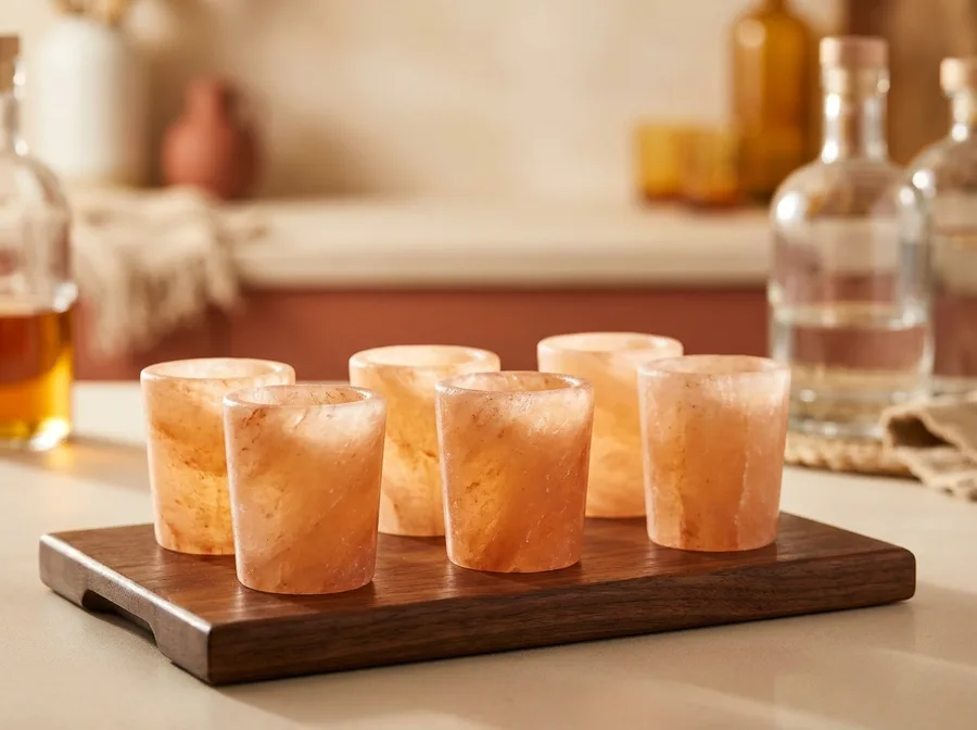 Himalayan salt shot glasses & coasters